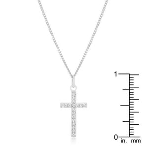 Simple Rhodium Plated Cross Pendant