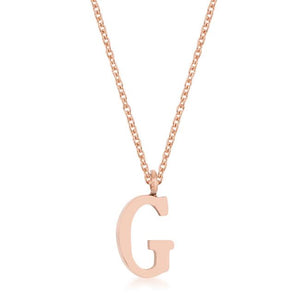 Elaina Rose Gold Stainless Steel G Initial Necklace