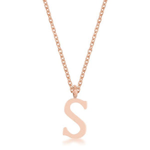 Elaina Rose Gold Stainless Steel S Initial Necklace