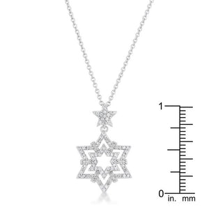 Stella 0.3ct CZ Rhodium Star Drop Necklace