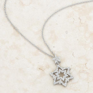 Stella 0.3ct CZ Rhodium Star Drop Necklace