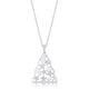 .2 ct CZ Rhodium Christmas Tree With Mixed Stars Pave Holiday Pendant