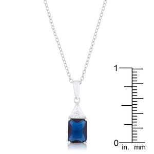 Classic Sapphire Cubic Zirconia Sterling Silver Drop Necklace