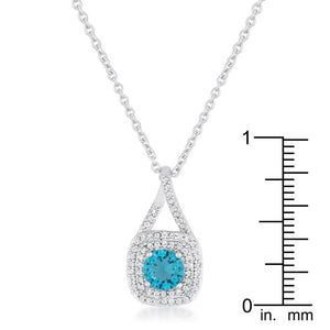 Christal 1.2ct Aqua CZ Rhodium Classic Necklace