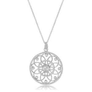 1.4 Ct Rhodium Pendant Necklace with Interlocking Circles and CZ