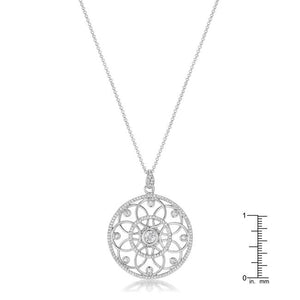 1.4 Ct Rhodium Pendant Necklace with Interlocking Circles and CZ