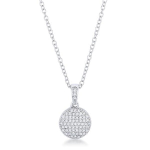 Rhodium Necklace with CZ Disk Pendant