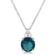 Simple Rhodium Plated 9mm Blue Green CZ Pendant