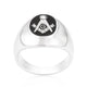 Rhodium Plated Onyx Cubic Zirconia Masonic Ring