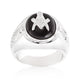 Rhodium Plated Onyx Mens Ring