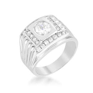 Mens Cubic Zirconia Square Ring