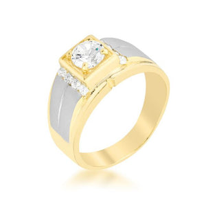 Cubic Zirconia Two-Tone Mens Ring