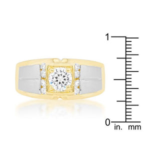 Cubic Zirconia Two-Tone Mens Ring