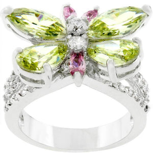 Rhodium Plated Butterfly Cocktail Ring