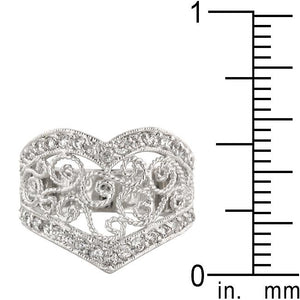 Cubic Zirconia Filigree Hearts Ring