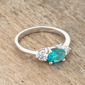 Mariah 1.2ct CZ Rhodium Aqua Simple Classic Ring