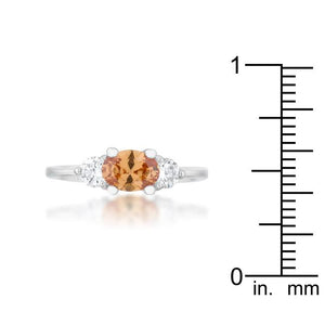 Miranna 1.2ct Champagne CZ Rhodium Classic Oval Ring