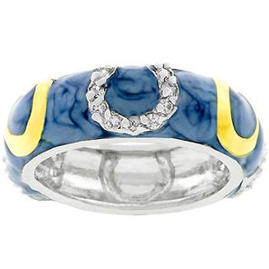 Blue Enamel Horseshoe Ring