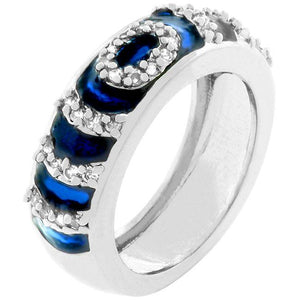 Navy Blue Enamel Ripple Ring