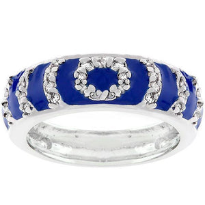 Navy Blue Enamel Ripple Ring