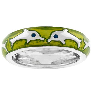 Green Apple Dolphin Enamel Ring