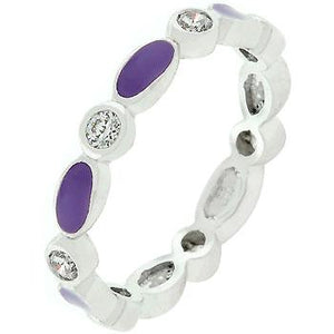 Purple Link Enamel Stacker Ring