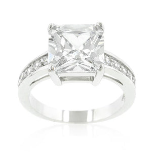 Classic Princess Cut Raised Pave Engagement Ring