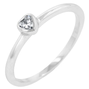 Clear Heart Solitaire Ring