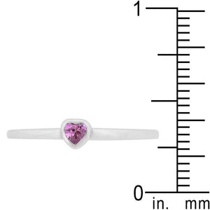 Mini Pink Heart Solitaire Ring