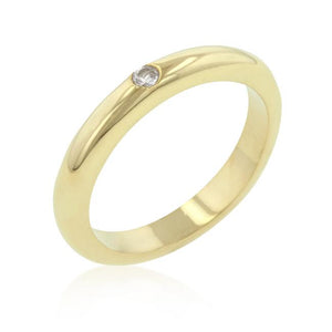 Solitaire Cubic Zirconia Golden Wedding Band