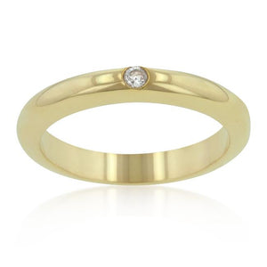 Solitaire Cubic Zirconia Golden Wedding Band