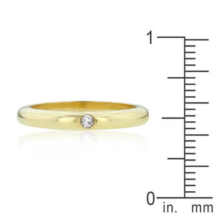 Solitaire Cubic Zirconia Golden Wedding Band