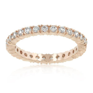 Rose Gold Finish Cubic Zirconia Eternity Band