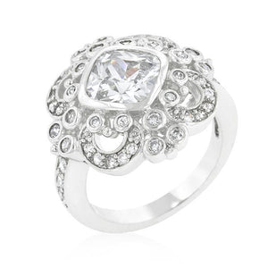 Elegant Clear Cubic Zirconia Crest Ring