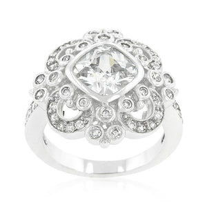 Elegant Clear Cubic Zirconia Crest Ring