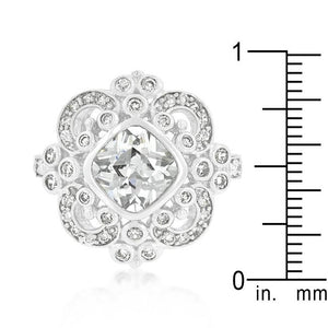 Elegant Clear Cubic Zirconia Crest Ring