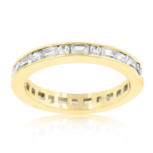 Alternating Cubic Zirconia Eternity Band in Goldtone Finish