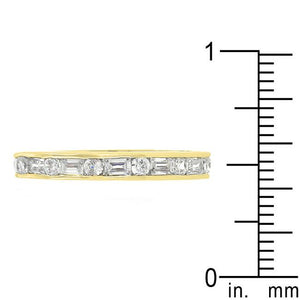 Alternating Cubic Zirconia Eternity Band in Goldtone Finish