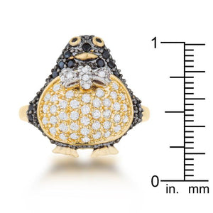 Jet Black Cubic Zirconia Penguin Fashion Ring