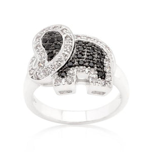 Black and White Cubic Zirconia Elephant Ring