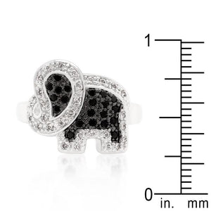 Black and White Cubic Zirconia Elephant Ring