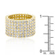 Goldtone Finishd Wide Pave Cubic Zirconia Ring