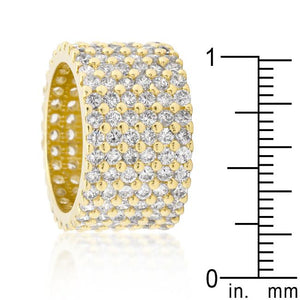 Goldtone Finishd Wide Pave Cubic Zirconia Ring