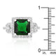 Halo Style Princess Cut Emerald Green Cocktail Ring