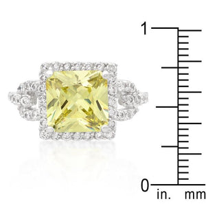 Halo Style Princess Cut Peridot Cocktail Ring