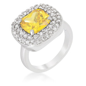 Micropave Yellow Bridal Cocktail Ring