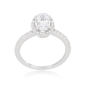 Oval-Cut Floating Halo Cubic Zirconia Engagement Ring