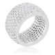 Wide Pave Cubic Zirconia Silvertone Band Ring