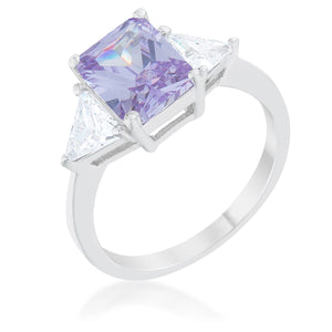 Classic Lavender White Gold Rhodium Engagement Ring