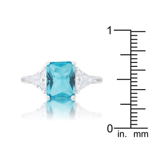 Classic Blue Topaz Rhodium Engagement Ring